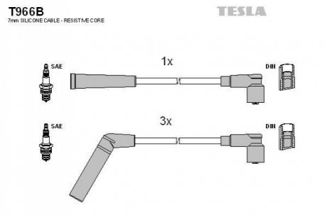 Комплект кабелів запалювання TESLA T966B (фото 1)