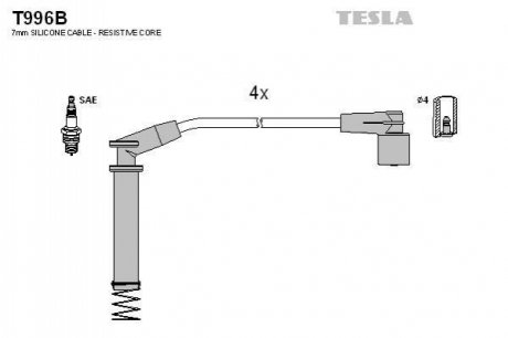 Комплект кабелів запалювання TESLA T996B
