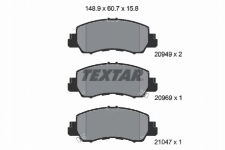 Тормозные колодки (передние) Mitsubishi Eclipce Cross 1.5 T-Mivec 4WD 17- TEXTAR 2094901 (фото 1)