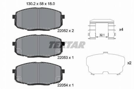 Тормозные колодки (передние) Hyundai Elantra/ i30 08- /Kia Cerato II 09-/Soul II/III 14- (Mando) Q+ TEXTAR 2205201