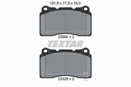 Тормозные колодки (передние) Honda Civic 12-/Mitsubishi Lancer 95-15/Subaru Impreza 99-13 (Brembo) TEXTAR 2309204
