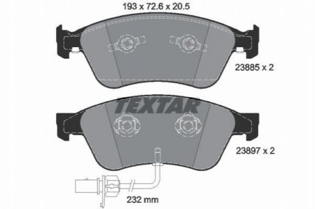 Тормозные колодки, дисковые. TEXTAR 2388501 (фото 1)