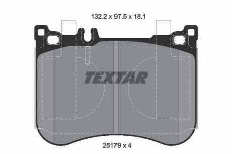 Колодки гальмівні (передні) MB E-class (W213/C238)/ S-class (W222/C217) 13- (Brembo)(132.2x97.5x18.1) TEXTAR 2517901 (фото 1)