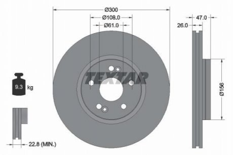 Диск тормозной (передний) Renault Laguna II 01- (300x26) PRO TEXTAR 92119003 (фото 1)