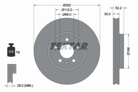 Диск гальмівний (передній) Audi A4/A5/Q5 07-17 (320x30) PRO+ TEXTAR 92160005 (фото 1)