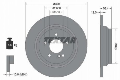 Диск тормозной (задний) MB S-class (W221) 2.1D-5.5 05-13 (300x12) PRO TEXTAR 92176503 (фото 1)