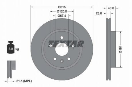 Диск тормозной (задний) Opel Insignia A 08- (315x23) PRO TEXTAR 92187303 (фото 1)