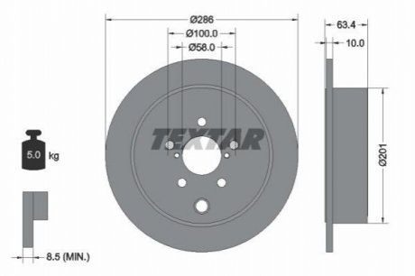 Диск тормозной (задний) Subaru Forester 08-/Impreza 08-/Outback 08- (286x10) TEXTAR 92200000 (фото 1)