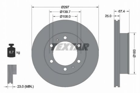 Диск гальмівний (передній) Toyota Hilux VII 05-15 (297x25) TEXTAR 92222600 (фото 1)