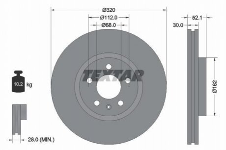 Диск гальмівний (передній) Audi A4/A6/A7/Q5 07- (320х30) PRO+ TEXTAR 92229305