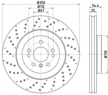 Диск тормозной (передний) MB M-class (W166) 11-15/GLE (W166) 15-19 (350x32) (с отверс.) (вент.) PRO+ TEXTAR 92254405