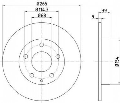 Диск тормозной (задний) Mazda 3 13-/CX-3 15- (265x9) PRO TEXTAR 92267703