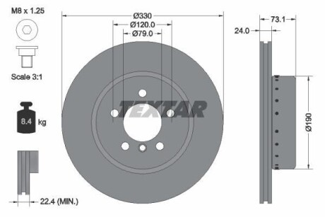 Диск гальмівний (передній) BMW Z4 (E89) 09-16 (330x24) PRO+ TEXTAR 92269725