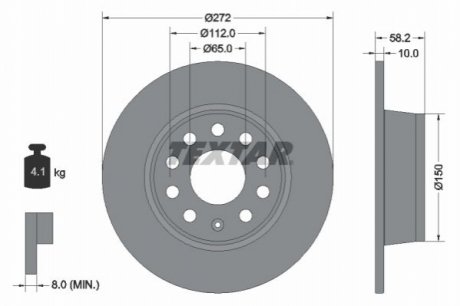 Диск тормозной (задний) Audi Q2/Skoda Karoq/Octavia 18- (272x10) PRO TEXTAR 92300003 (фото 1)