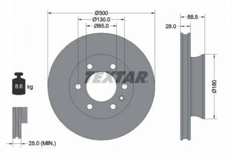 Диск тормозной (передний) MB Sprinter 211-319 18- (300x28) PRO TEXTAR 92301203