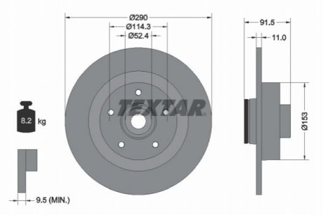 Диск гальмівний (задній) Renault Megane/ Scenic 1.5/1.6dCi 16- (290x11) PRO TEXTAR 92316503
