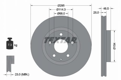 Диск тормозной (передний) Mazda CX-30 20- (295x25) PRO TEXTAR 92326203 (фото 1)