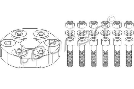 Муфта еластична к-кт MB C (CL203), C T-MODEL (S202), C T-MODEL (S203), C T-MODEL (S204), C (W202), C (W203), CLK (A208), CLK (A209) 1.8-5.0 05.93-08.14 TOPRAN / HANS PRIES 400 250