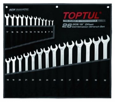 Набір ключів ріжково-накидних подовжених 6-32mm (26 одиниць) Toptul GPAA2602