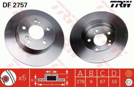 Тормозные диски TRW DF2757 (фото 1)