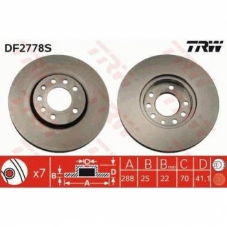 Тормозной диск TRW DF2778S