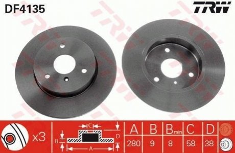 Тормозной диск TRW DF4135 (фото 1)