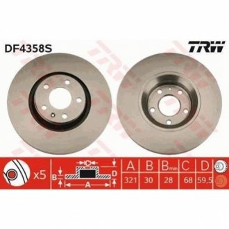 Тормозной диск TRW DF4358S (фото 1)