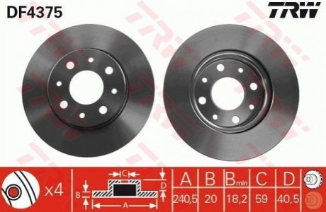Тормозной диск TRW DF4375