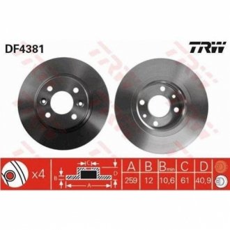 Гальмівний диск TRW DF4381 (фото 1)