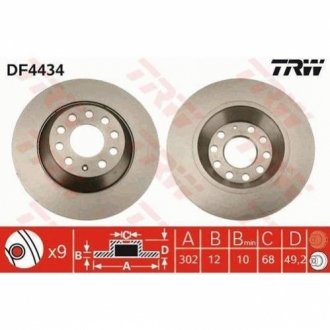Тормозной диск TRW DF4434 (фото 1)