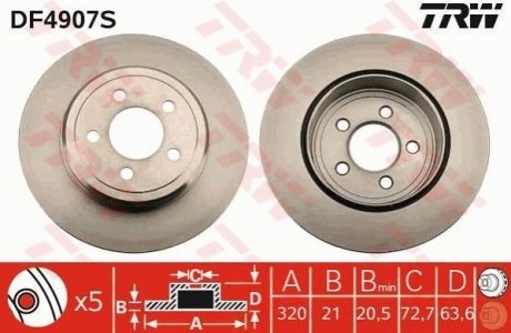 Тормозной диск TRW DF4907S