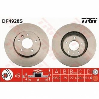 Гальмівний диск TRW DF4928S (фото 1)