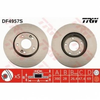 Тормозной диск TRW DF4957S (фото 1)