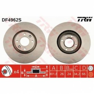 Тормозной диск TRW DF4962S (фото 1)