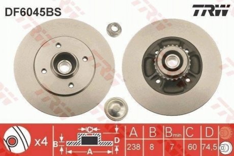 Гальмівні диски з підшипником TRW DF6045BS