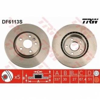 Тормозной диск TRW DF6113S (фото 1)