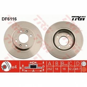 Тормозной диск TRW DF6116 (фото 1)