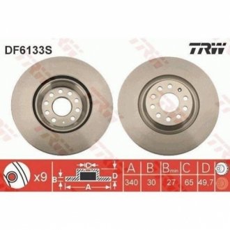 Гальмівний диск TRW DF6133S (фото 1)