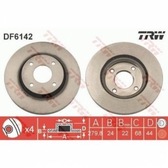 Гальмівний диск TRW DF6142 (фото 1)