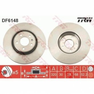 Гальмівний диск TRW DF6148 (фото 1)