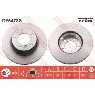Тормозной диск TRW DF6478S (фото 1)