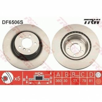 Гальмівний диск TRW DF6506S (фото 1)
