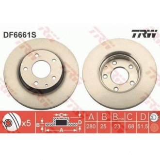 Гальмівний диск TRW DF6661S (фото 1)