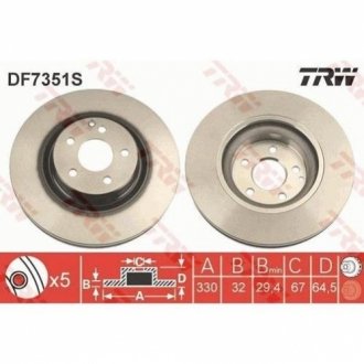 Тормозной диск TRW DF7351S (фото 1)