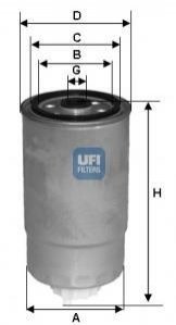 Фильтр топливный fiat ducato 2.3/2.8jtd 02- 77362258 UFI 24H2O05 (фото 1)