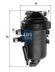 Фильтр топливный FIAT DUCATO 2.0, 2.8 JTD 05-, PEUGEOT BOXER 2.0-2.8 HDI 05- (OE) UFI 55.127.00 (фото 1)
