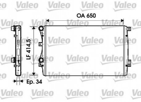 Радіатор охолодження VW Caddy/Golf/Passat/Audi A3/Seat Leon/Altea 1.2-2.0 03-(650x416x34) Valeo 732872