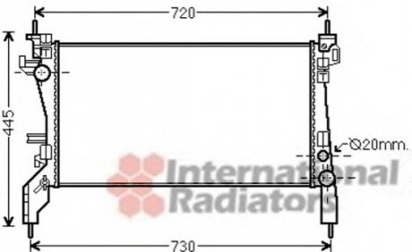 Радіатор охолодження Citroen Nemo/Fiat Fiorino/Peugeot Bipper 1.3 HDI 10- Van Wezel 17002380