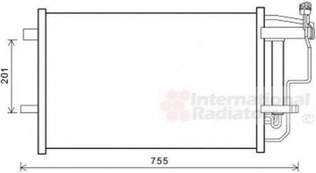 Радиатор кондиционера (с осушителем) Mazda 3 1.6-2.0MZR/2.3MPS T 08-14 Van Wezel 27005242 (фото 1)