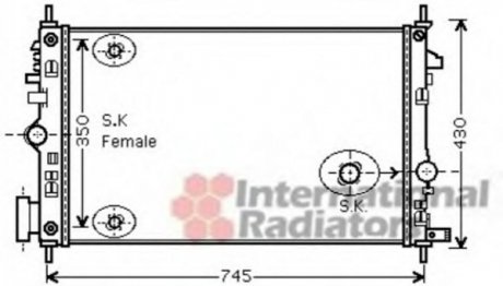 Радиатор охлаждения Opel Insignia 1.6CDTI 15-17/2.0CDTI 08-17 Van Wezel 37002473 (фото 1)